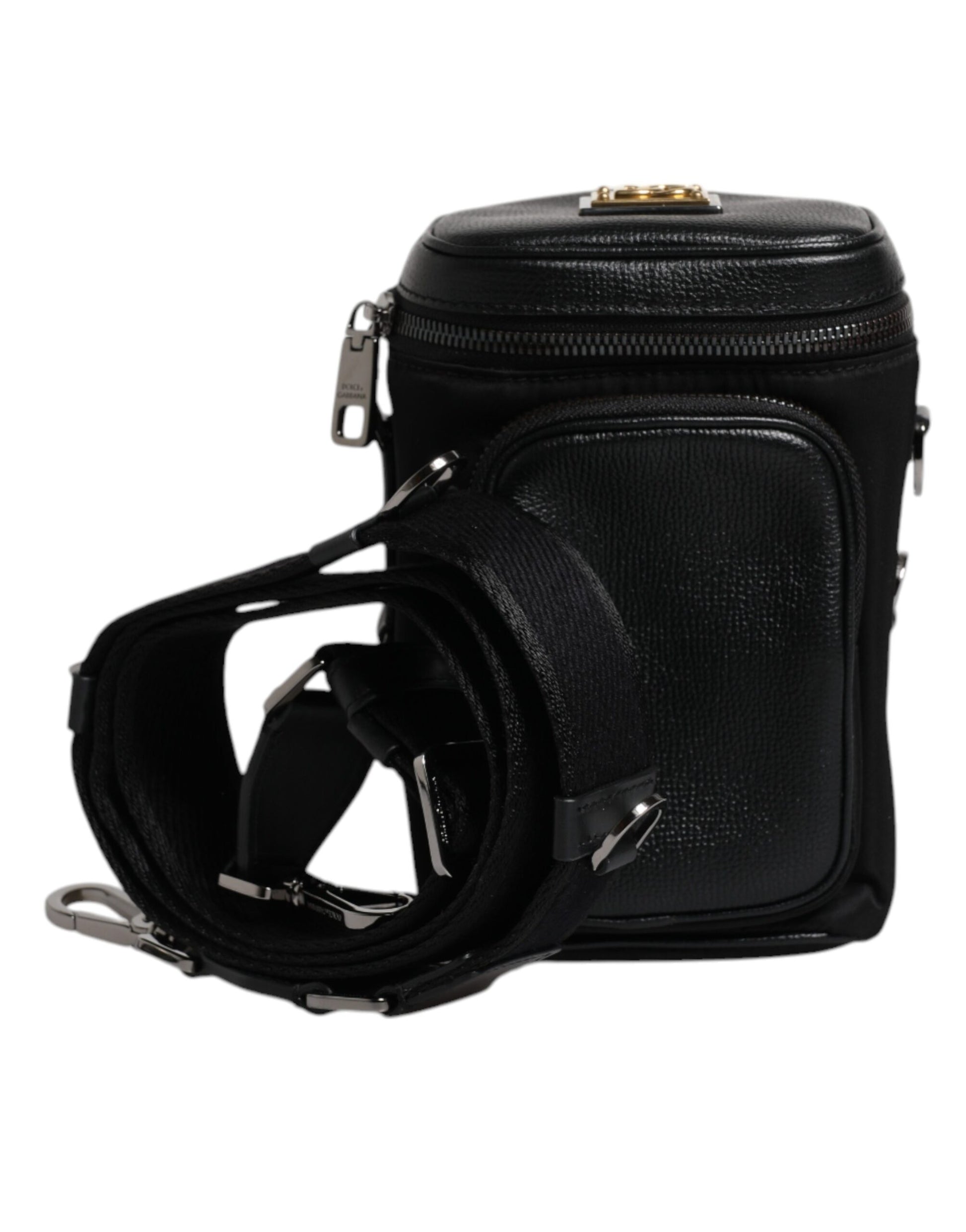 Dolce & Gabbana Black Leather Logo Purse Crossbody Camera Bag Dolce & Gabbana