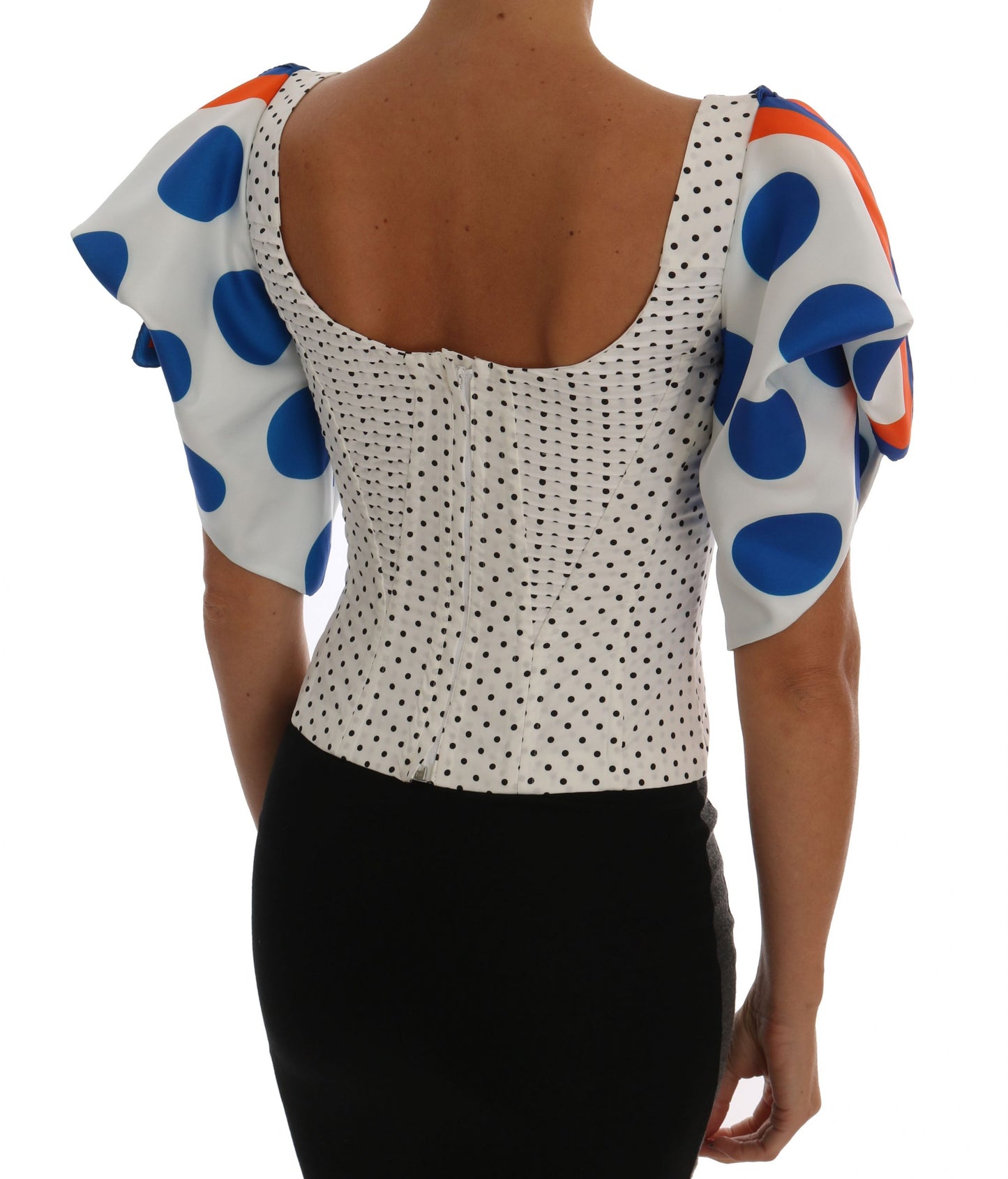 Dolce & Gabbana White Polka Silk Corset Bustier Top Dolce & Gabbana
