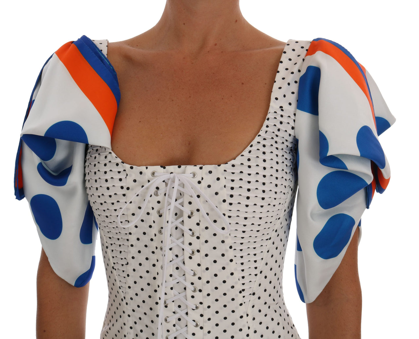 Dolce & Gabbana White Polka Silk Corset Bustier Top Dolce & Gabbana