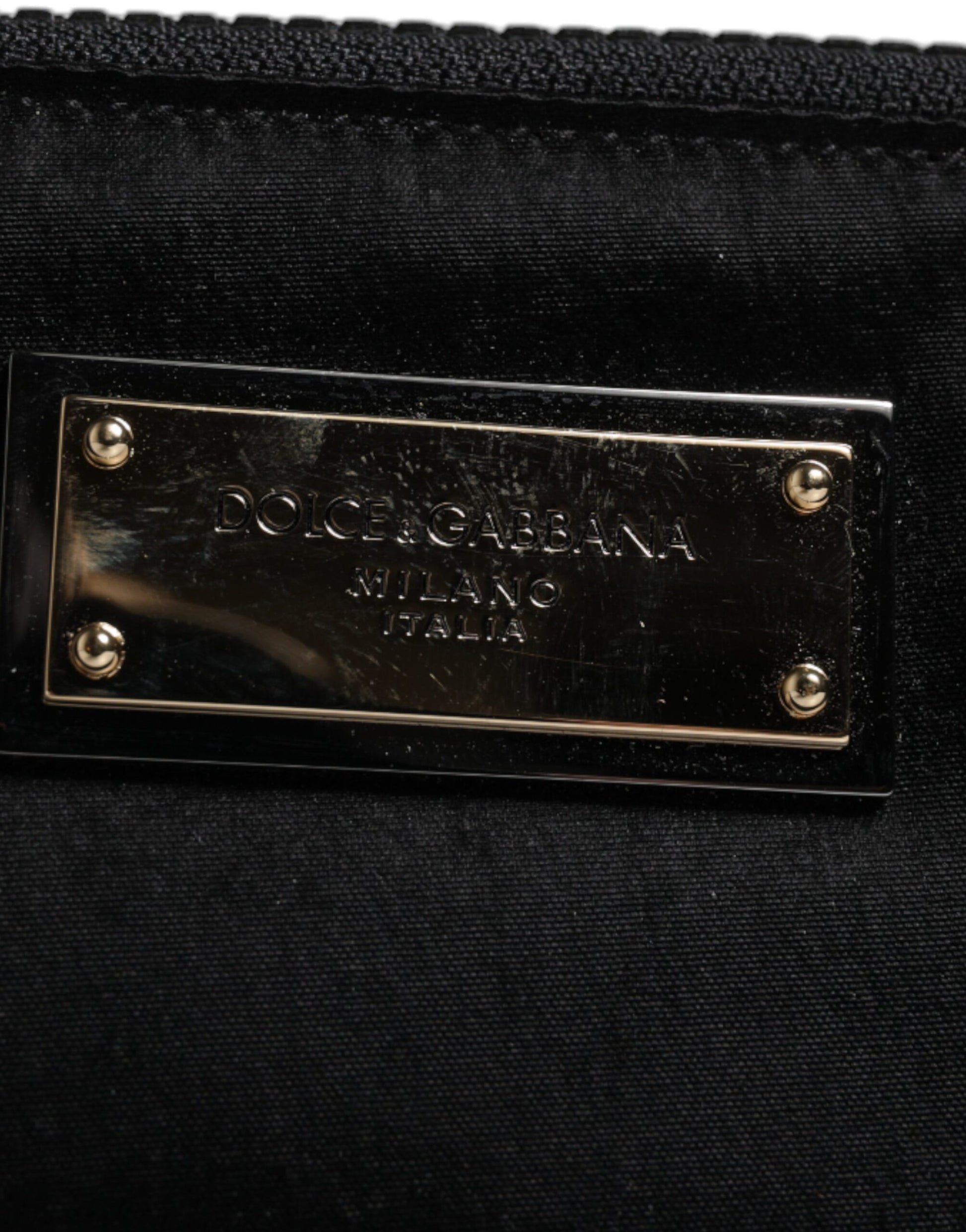 Dolce & Gabbana Black Nylon Logo Plaque Keyring Pouch Clutch Bag Dolce & Gabbana