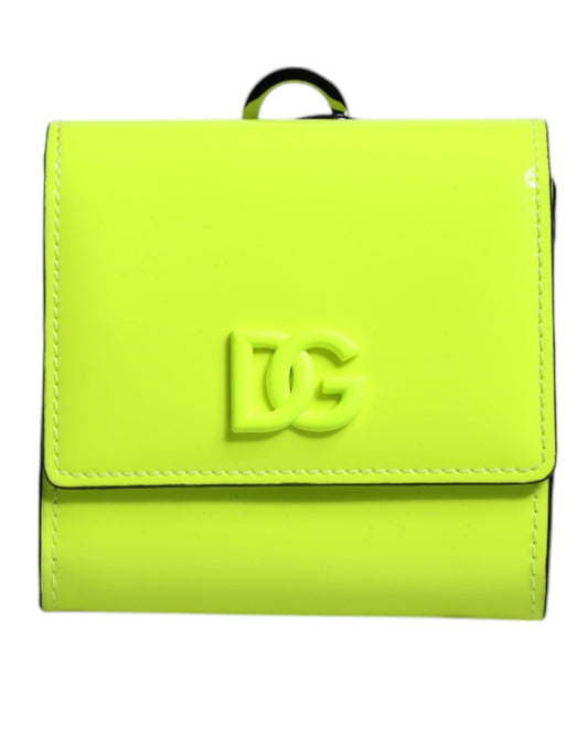 Dolce & Gabbana Yellow Green Bifold DG Logo Neck Strap Cardholder Wallet Dolce & Gabbana