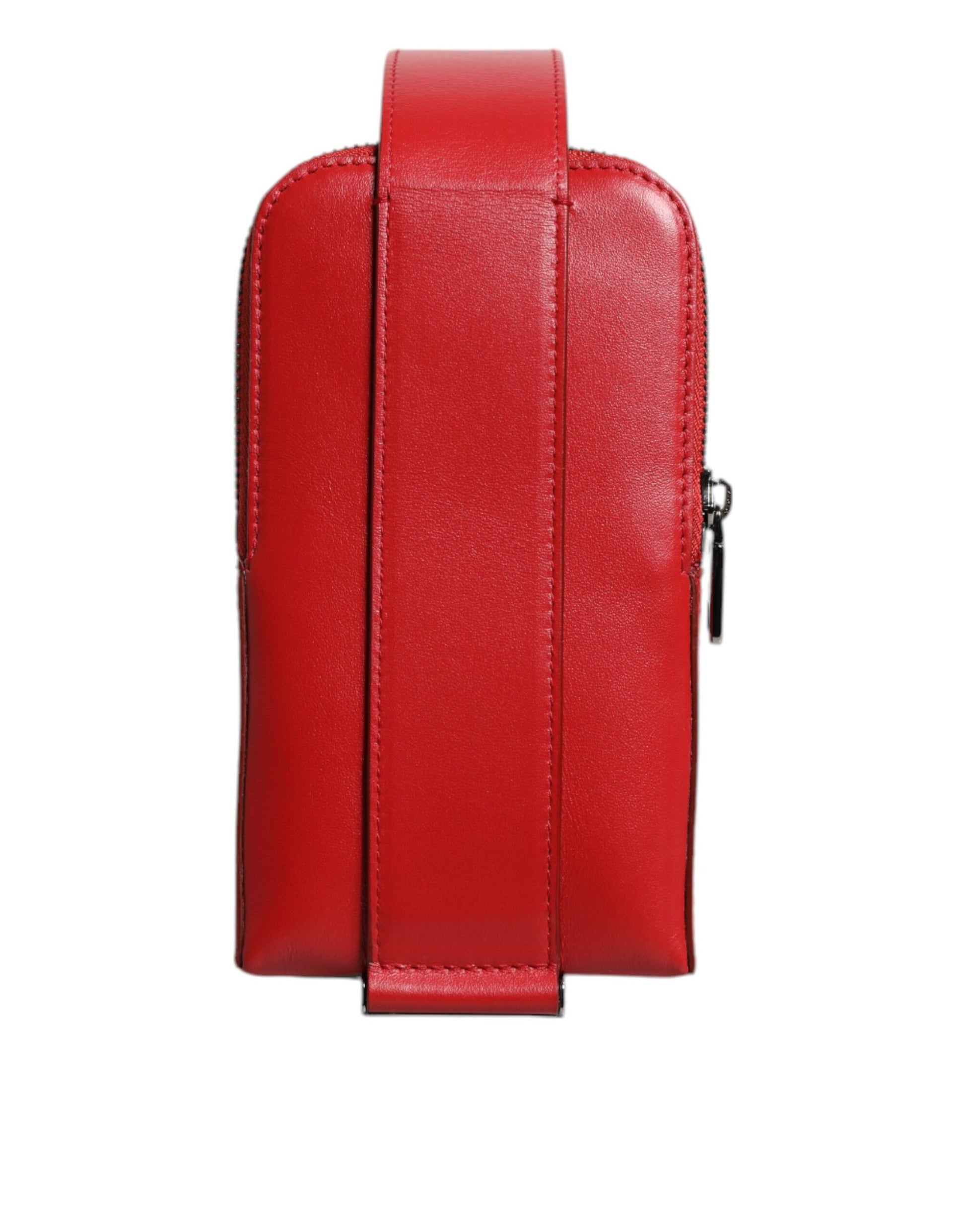 Dolce & Gabbana Red Leather Logo Zip Around Card Holder Wide Strap Wallet Copy Dolce & Gabbana