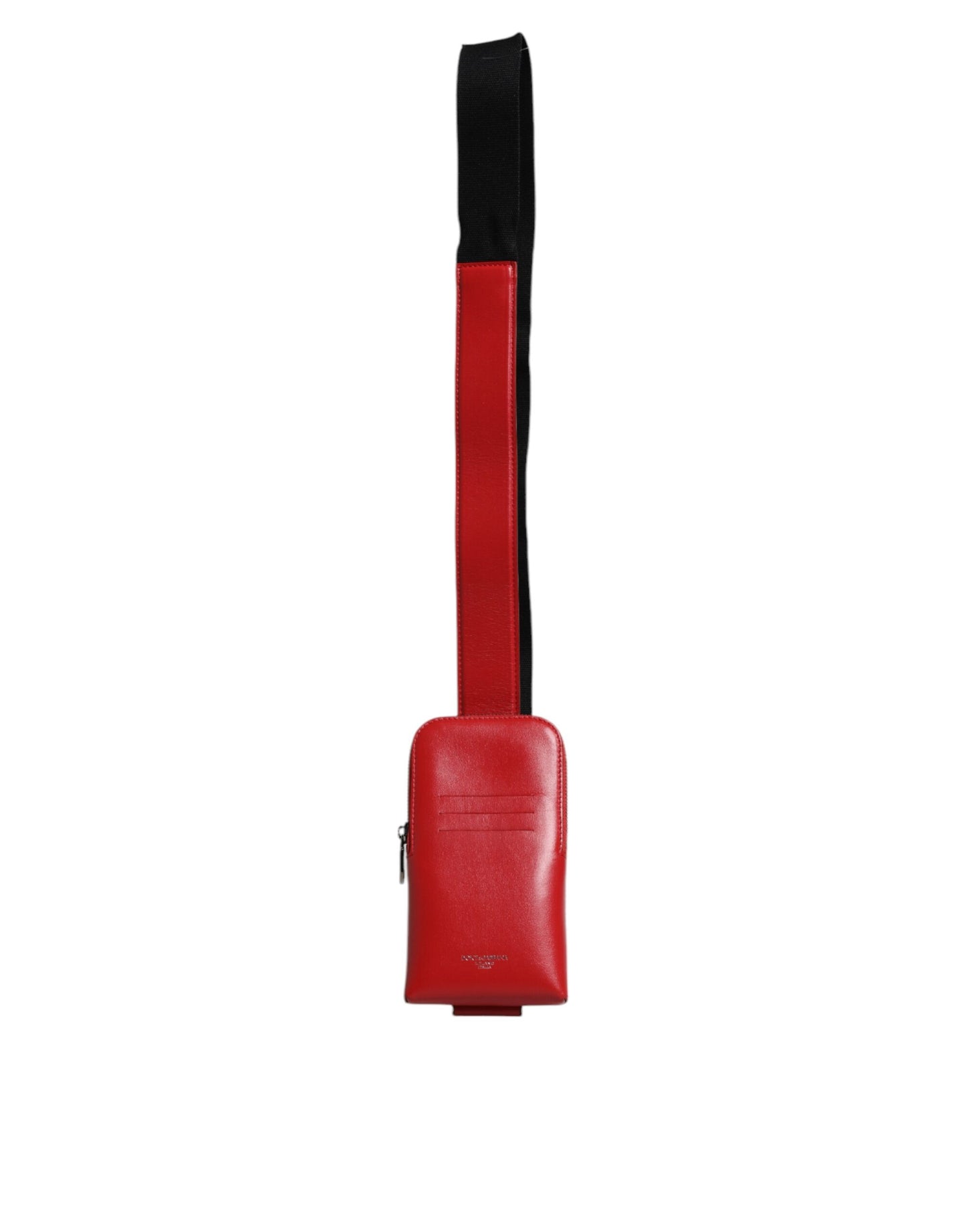 Dolce & Gabbana Red Leather Logo Zip Around Card Holder Wide Strap Wallet Copy Dolce & Gabbana