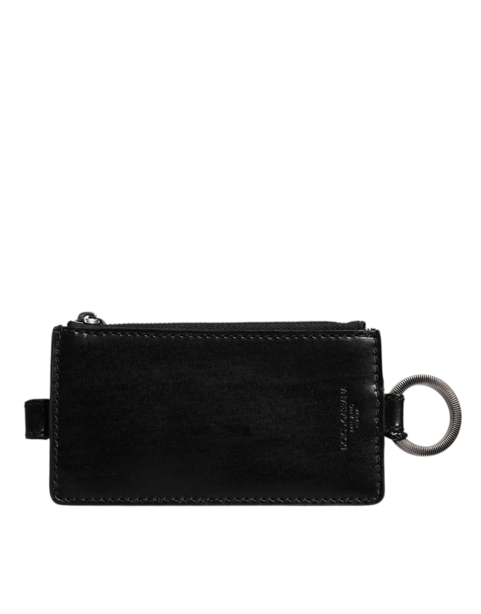 Dolce & Gabbana Black Horse Leather Lanyard Logo Card Holder Wallet Dolce & Gabbana