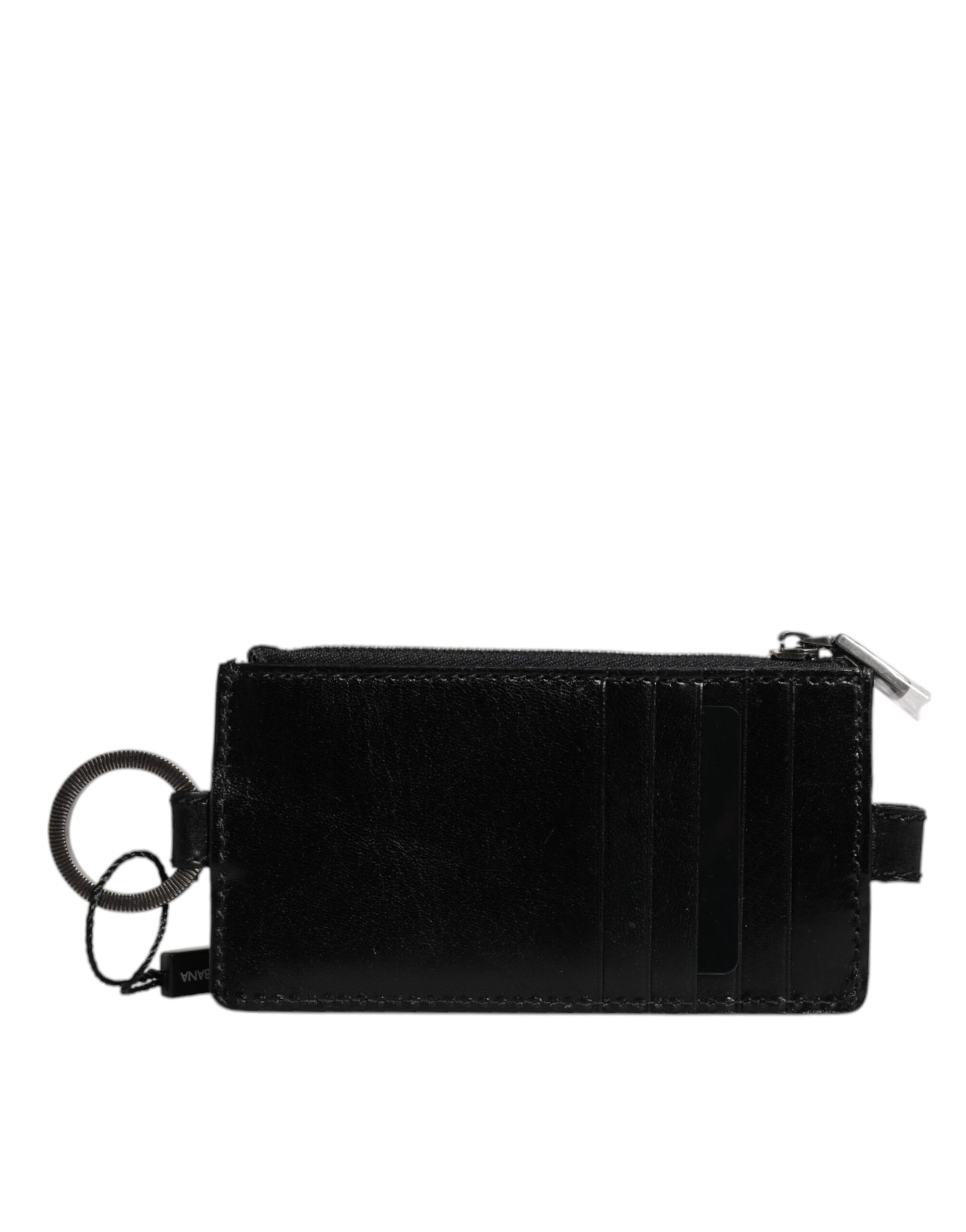 Dolce & Gabbana Black Horse Leather Lanyard Logo Card Holder Wallet Dolce & Gabbana