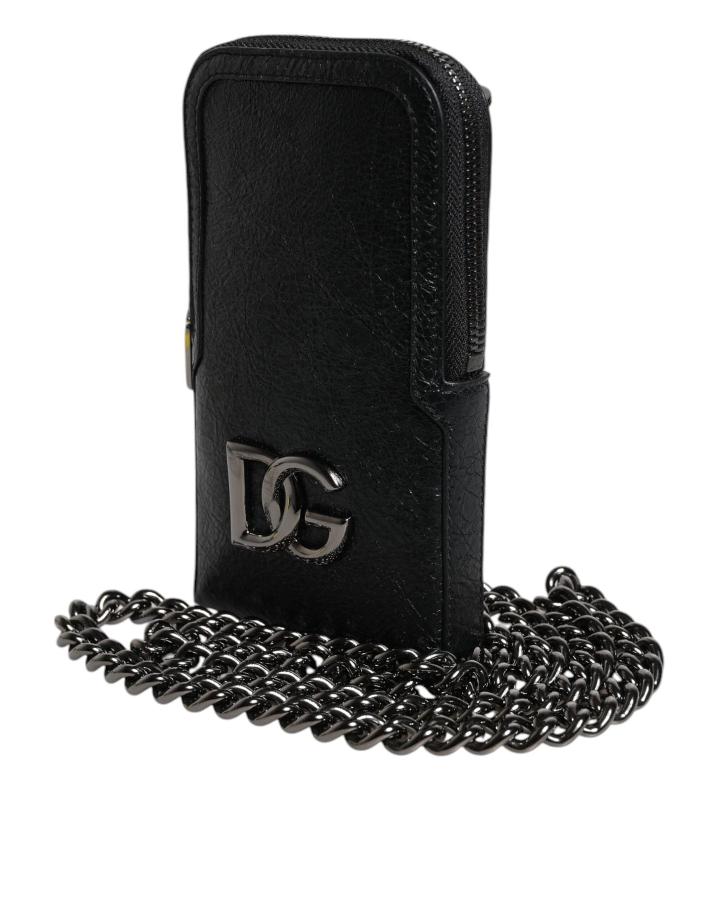 Dolce & Gabbana Black Leather Purse Crossbody Chain Sling Phone Bag Dolce & Gabbana