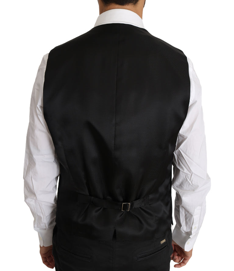 Dolce & Gabbana Gray Wool Silk Waistcoat Vest Dolce & Gabbana