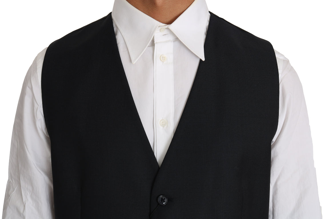 Dolce & Gabbana Gray Wool Silk Waistcoat Vest Dolce & Gabbana