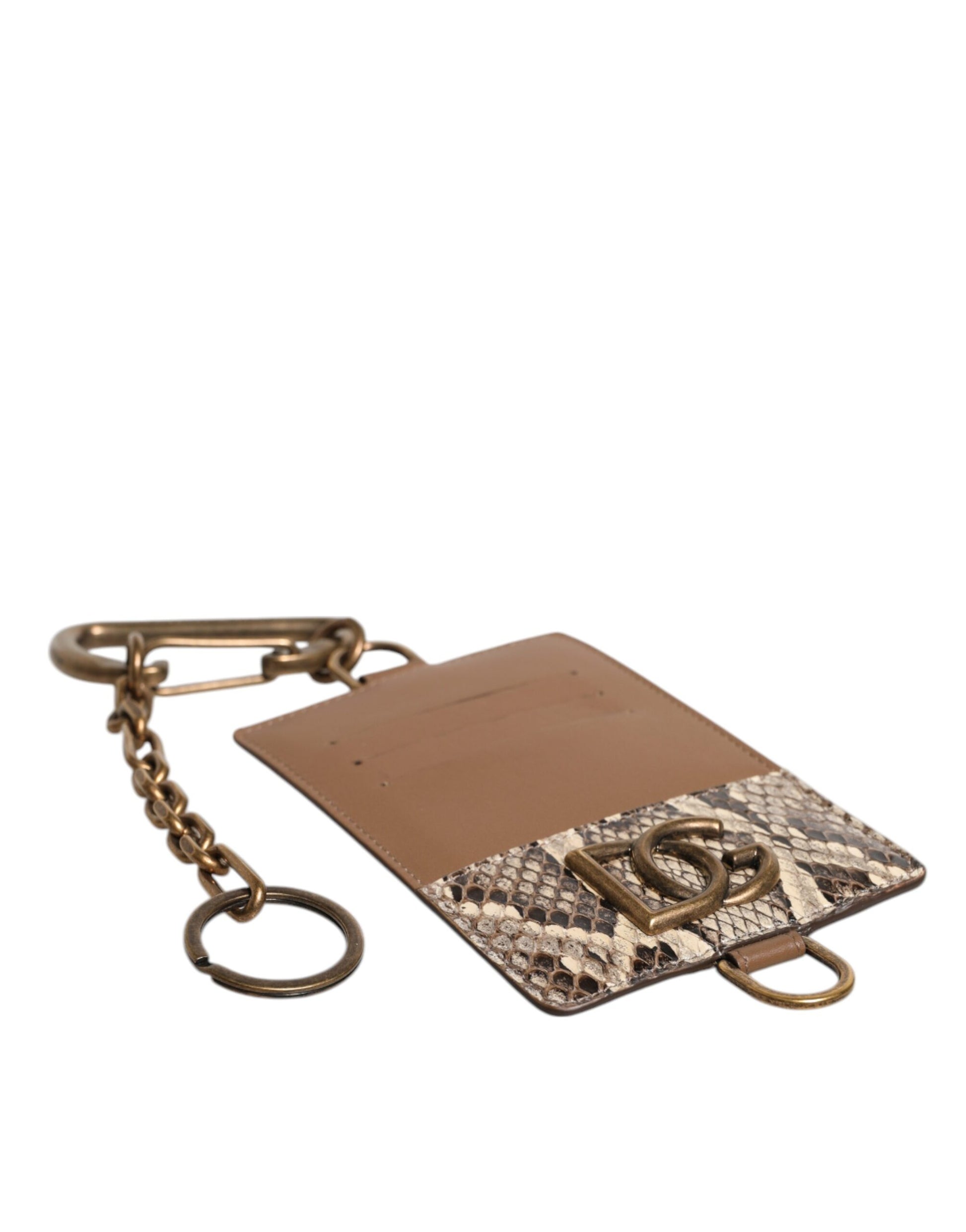 Dolce & Gabbana Brown Exotic Leather Card Holder DG Logo Plaque Wallet Dolce & Gabbana