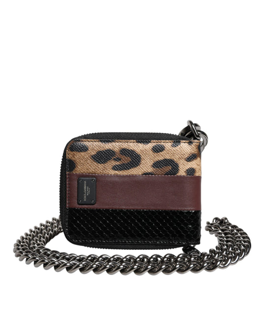 Dolce & Gabbana Multicolor Leopard Leather DG Bifold Card Holder Wallet Dolce & Gabbana
