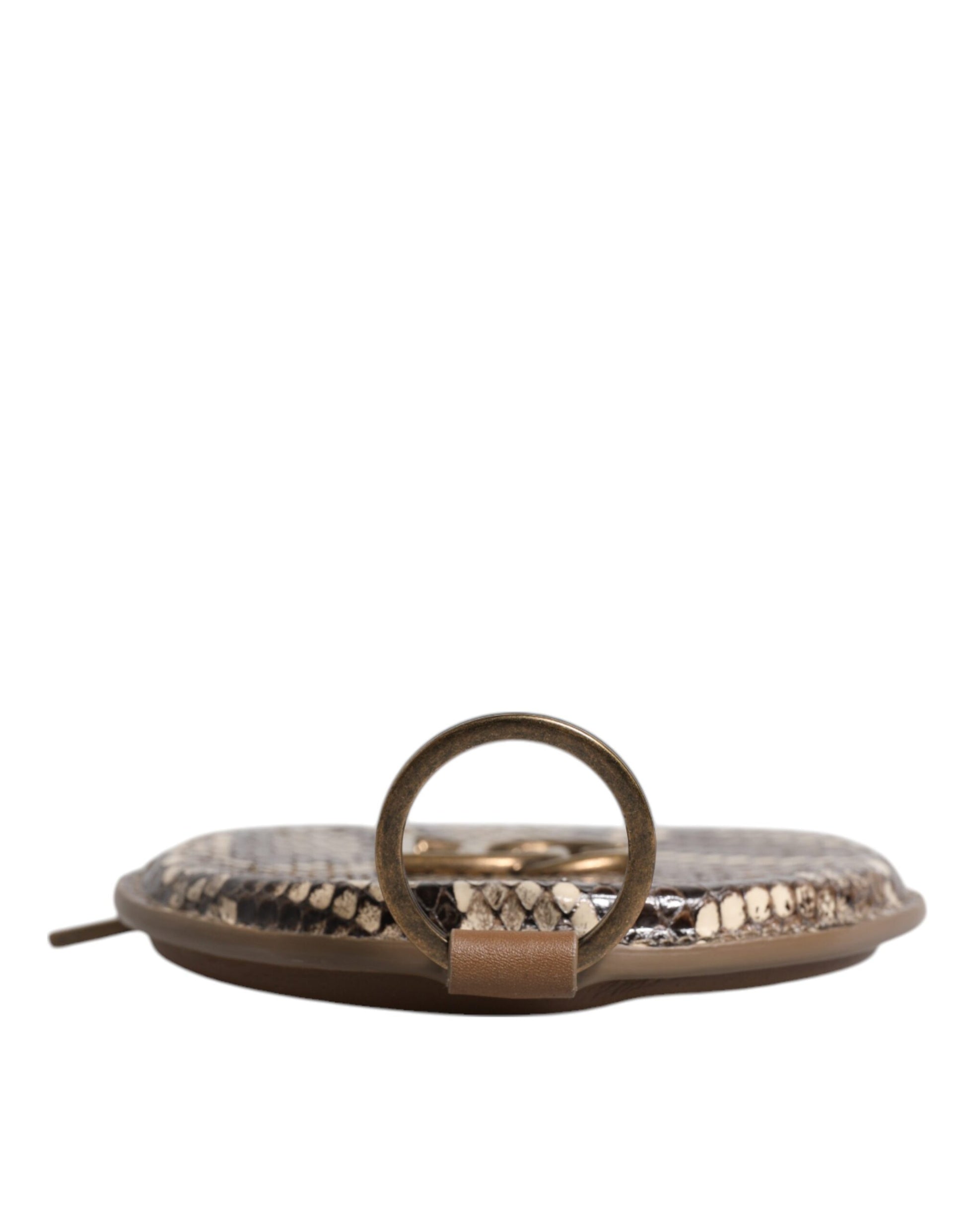 Dolce & Gabbana Brown Round Leather DG Logo Coin Purse Lanyard Wallet Dolce & Gabbana