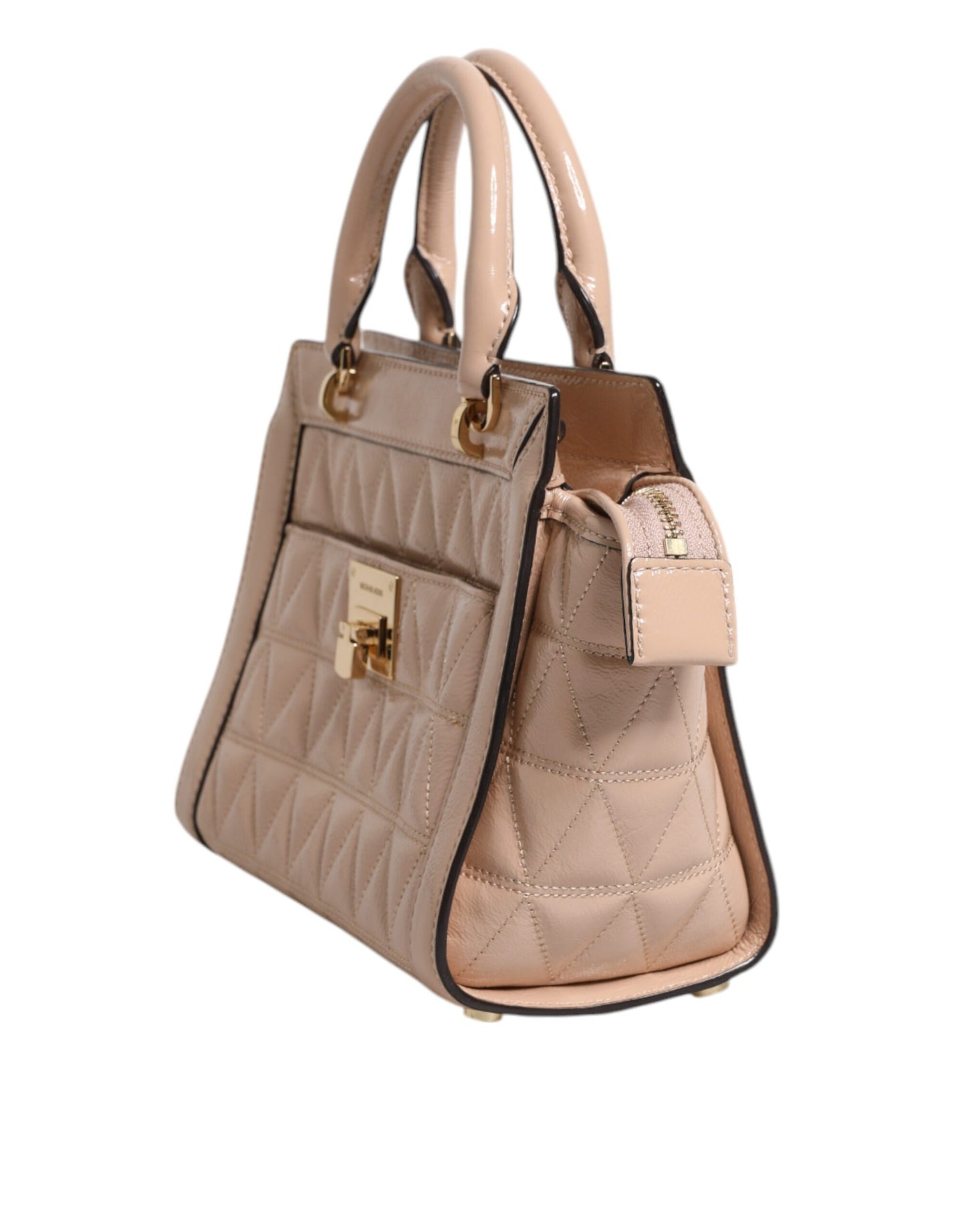 Michael Kors Peach Quilted Leather Logo Crossbody VIVIANNE Messenger Bag Michael Kors