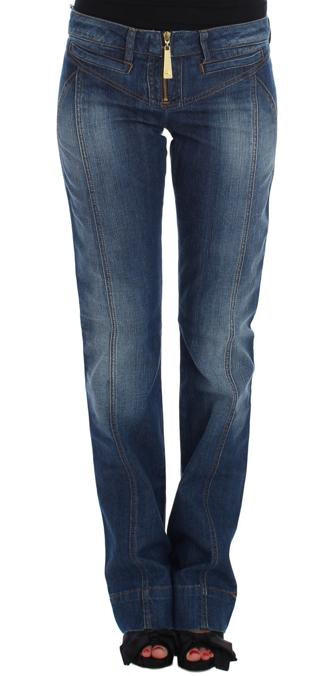 Cavalli Blue Wash Cotton Stretch Boot Cut Jeans Cavalli