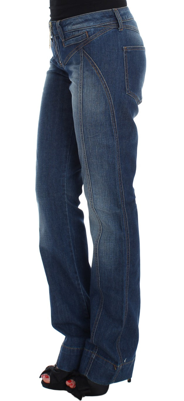 Cavalli Blue Wash Cotton Stretch Boot Cut Jeans Cavalli