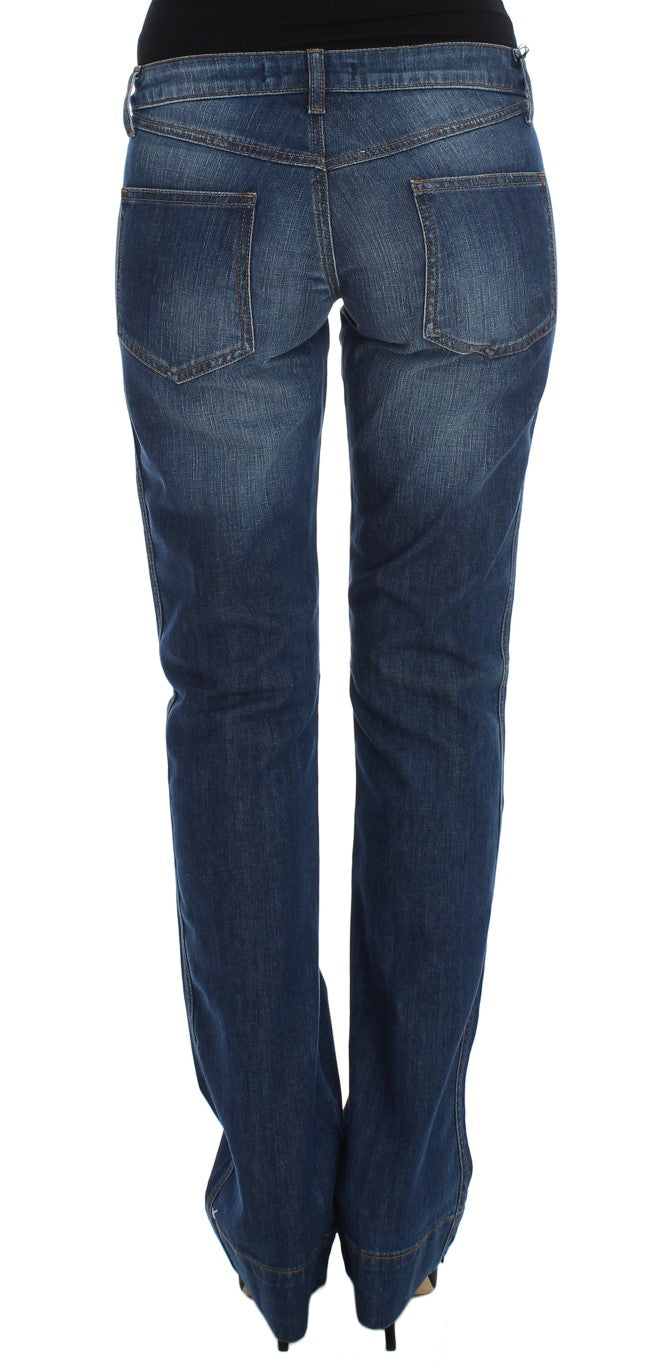 Cavalli Blue Wash Cotton Stretch Boot Cut Jeans Cavalli
