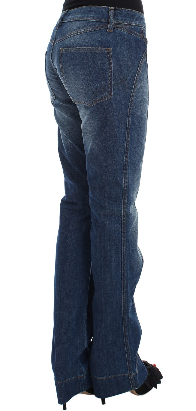 Cavalli Blue Wash Cotton Stretch Boot Cut Jeans Cavalli