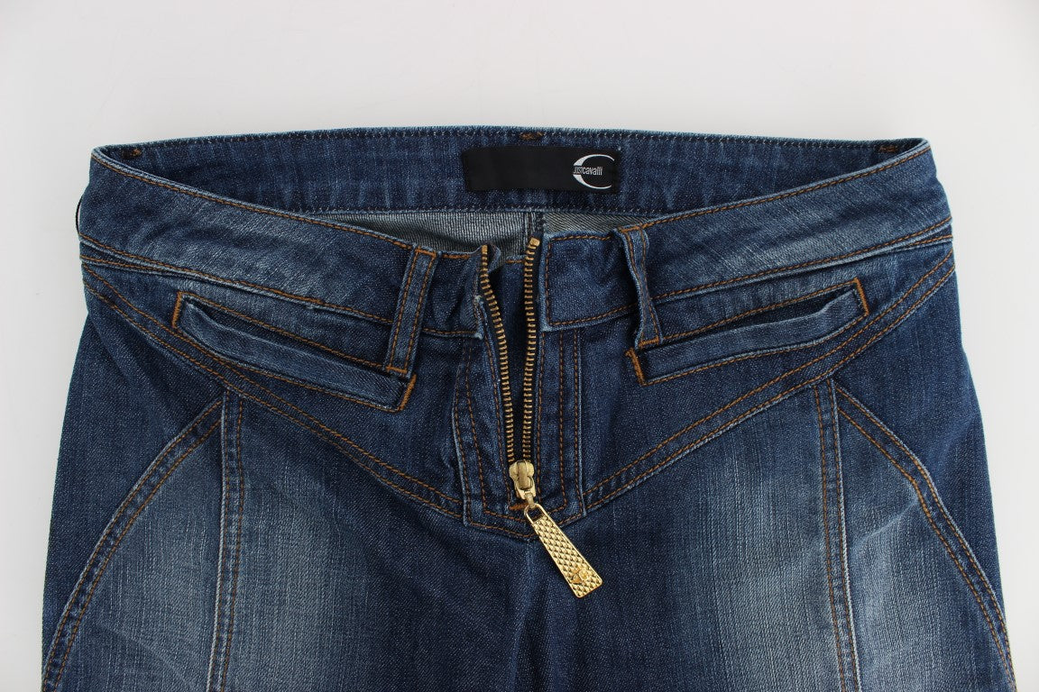 Cavalli Blue Wash Cotton Stretch Boot Cut Jeans Cavalli