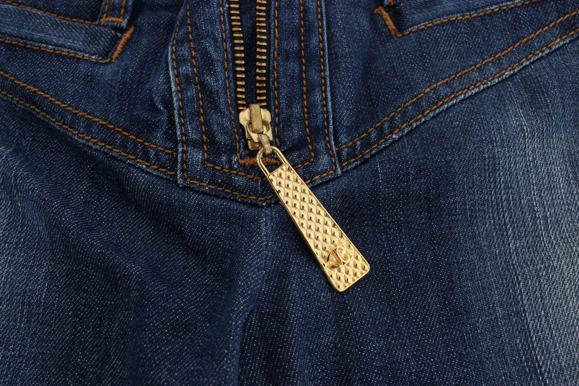 Cavalli Blue Wash Cotton Stretch Boot Cut Jeans Cavalli