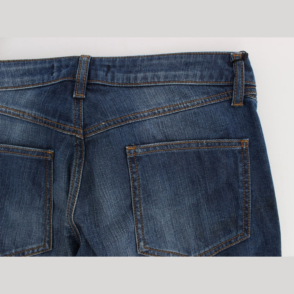 Cavalli Blue Wash Cotton Stretch Boot Cut Jeans Cavalli