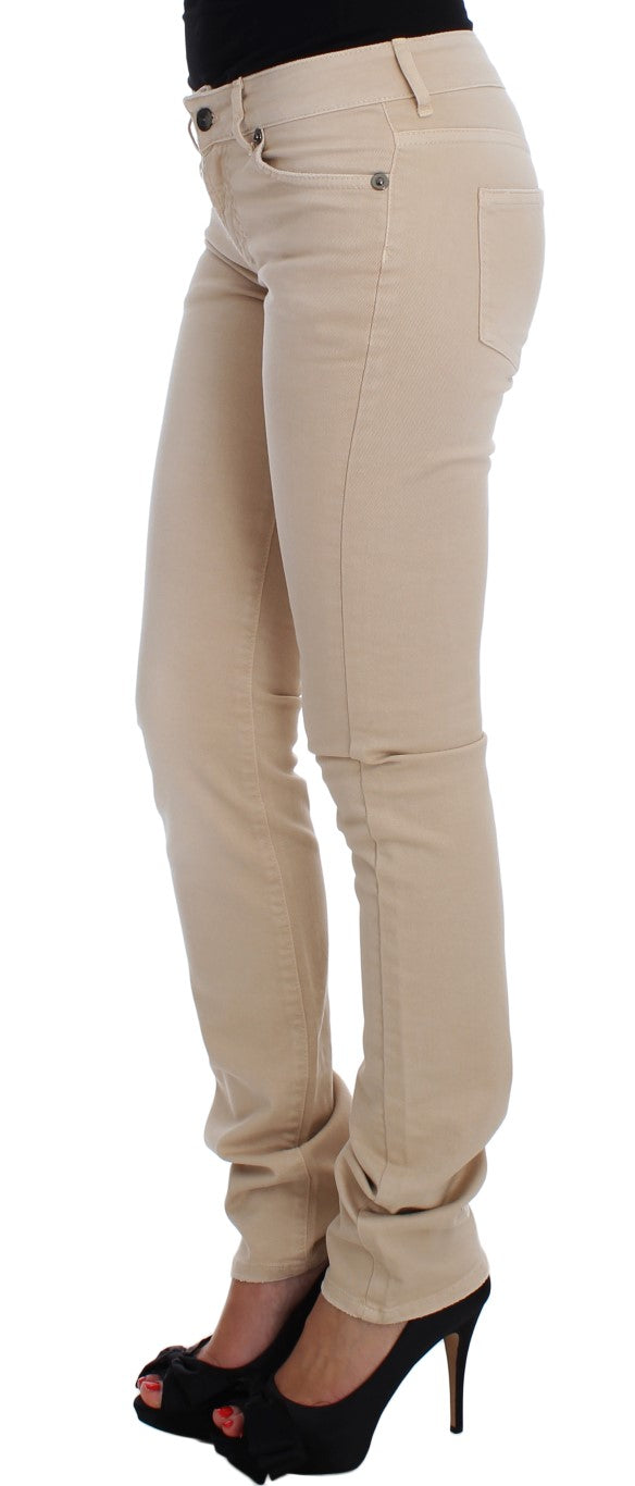 Cavalli Beige Wash Slim Fit Cotton Stretch Jeans Cavalli