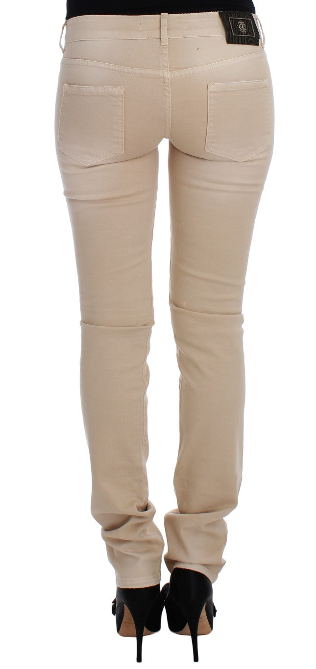 Cavalli Beige Wash Slim Fit Cotton Stretch Jeans Cavalli