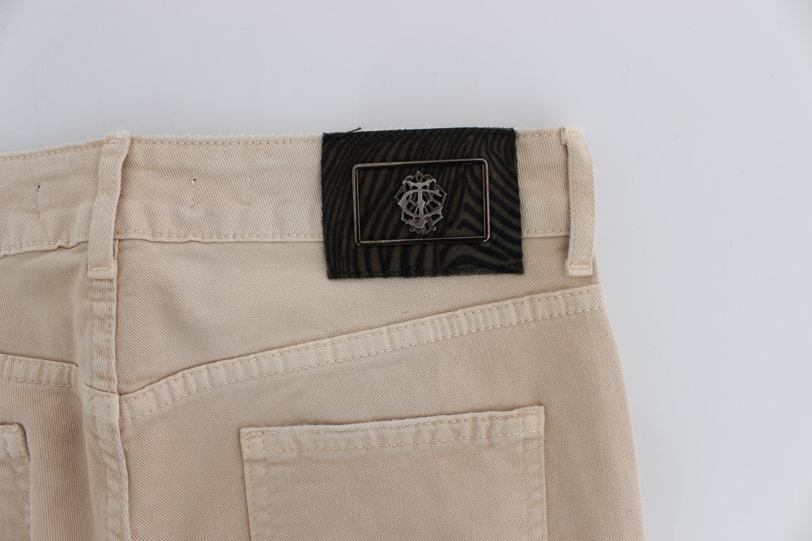Cavalli Beige Wash Slim Fit Cotton Stretch Jeans Cavalli
