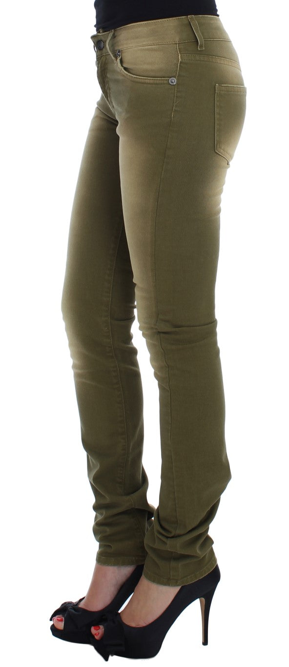 Cavalli Green Wash Slim Fit Cotton Stretch Jeans Cavalli