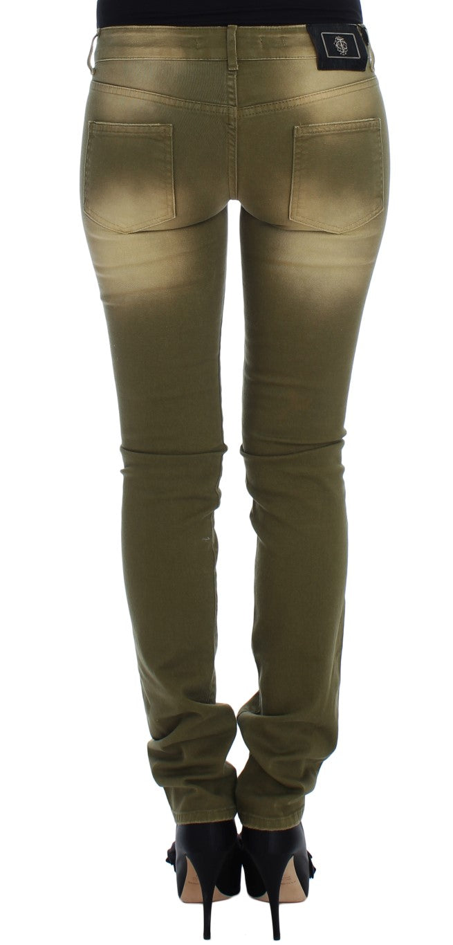 Cavalli Green Wash Slim Fit Cotton Stretch Jeans Cavalli