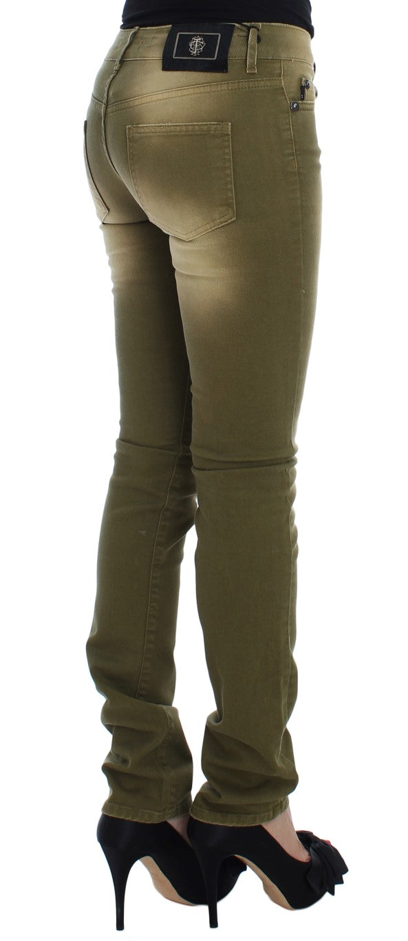 Cavalli Green Wash Slim Fit Cotton Stretch Jeans Cavalli