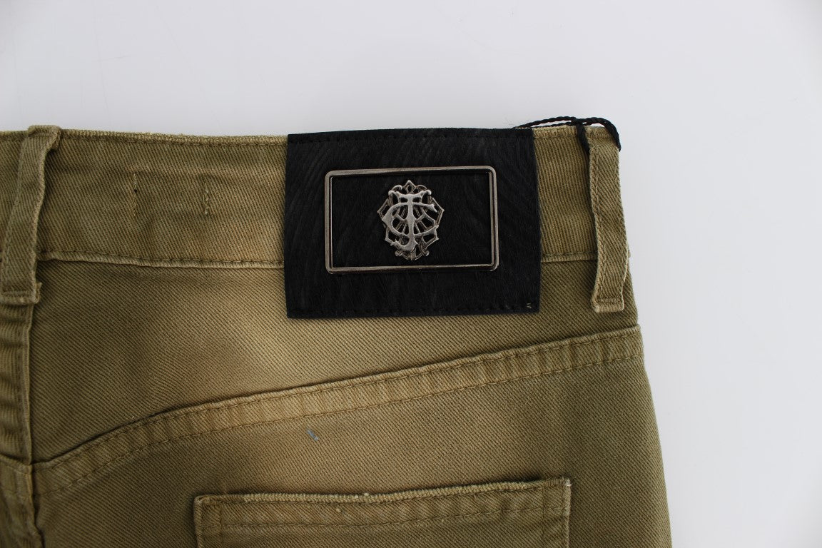 Cavalli Green Wash Slim Fit Cotton Stretch Jeans Cavalli