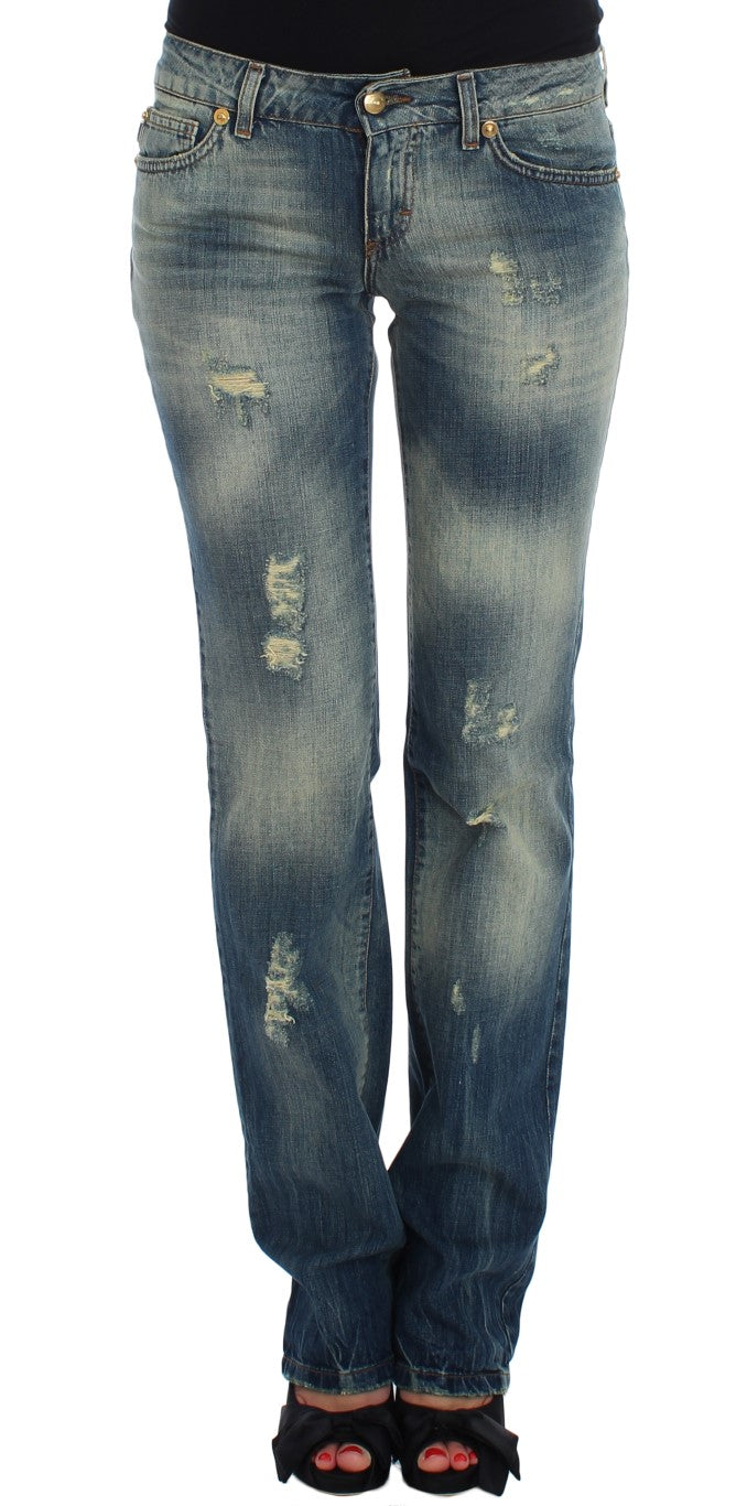 Cavalli Blue Cotton Low Waist Jeans Cavalli