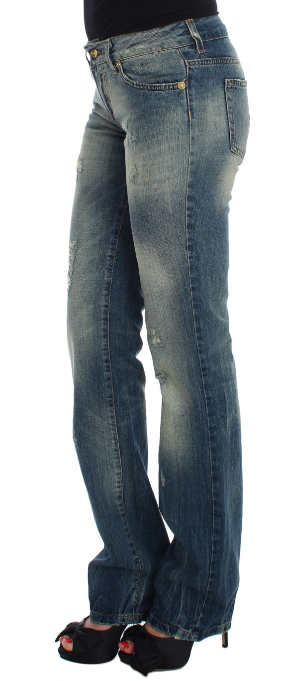 Cavalli Blue Cotton Low Waist Jeans Cavalli