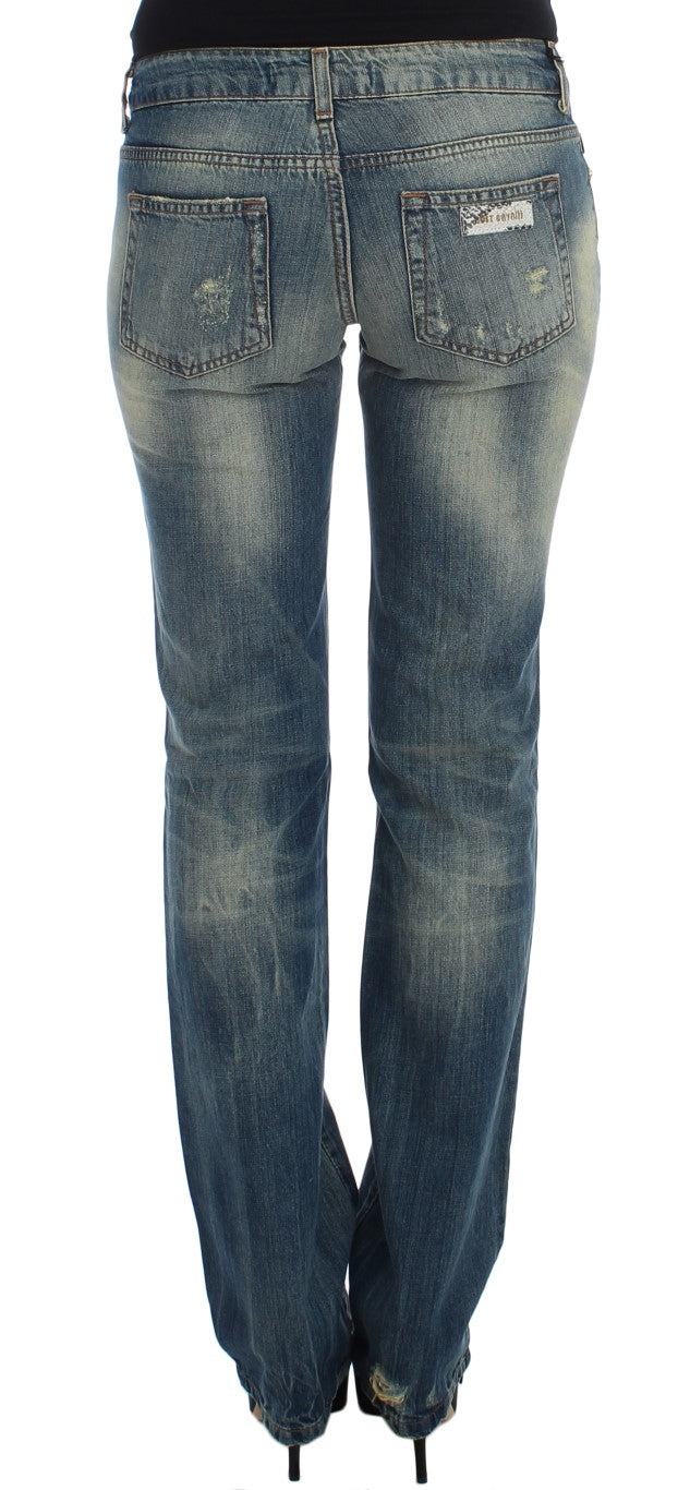 Cavalli Blue Cotton Low Waist Jeans Cavalli