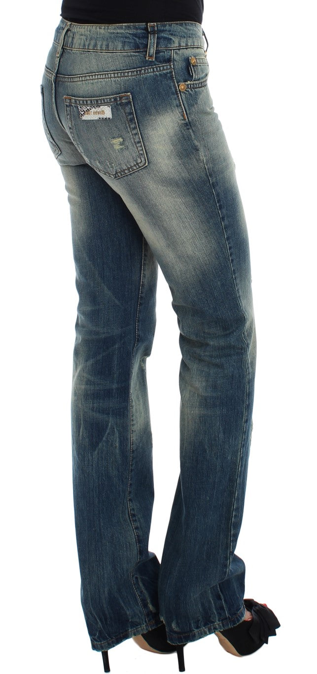 Cavalli Blue Cotton Low Waist Jeans Cavalli