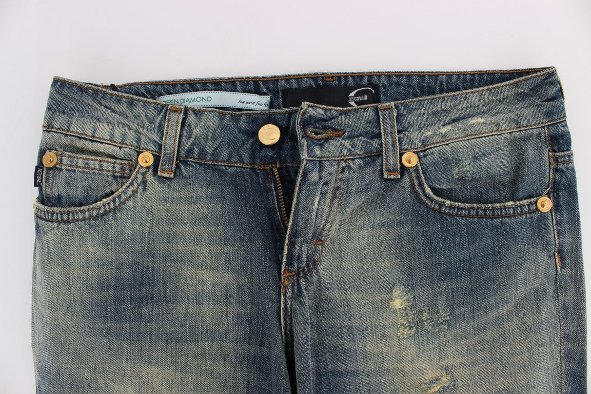 Cavalli Blue Cotton Low Waist Jeans Cavalli