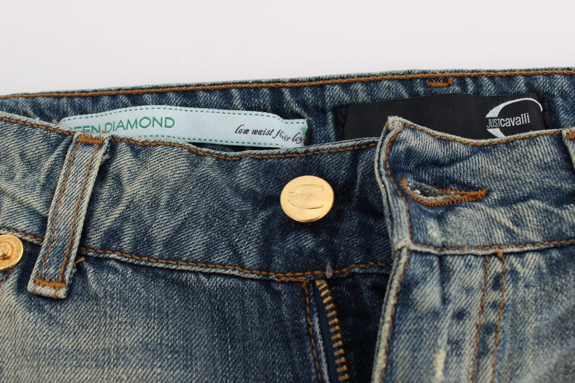 Cavalli Blue Cotton Low Waist Jeans Cavalli