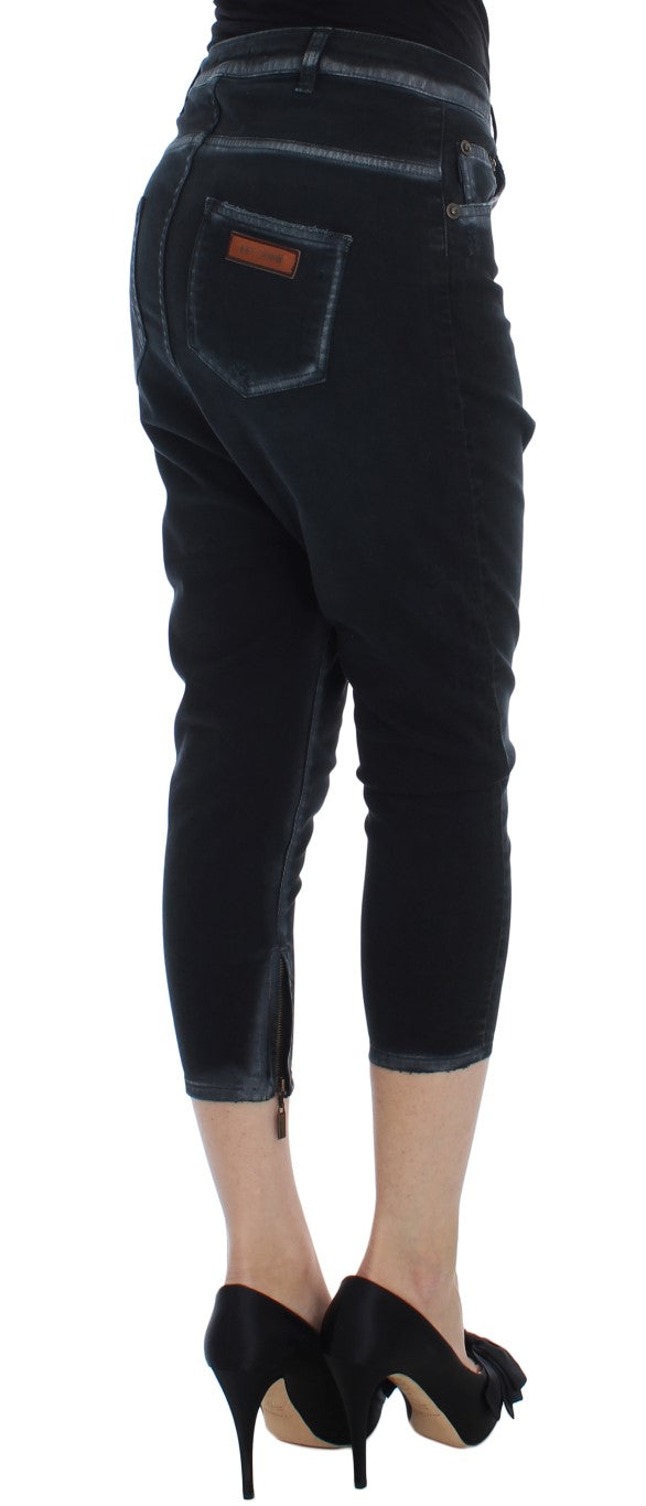Cavalli Blue Cotton Stretch Baggy Relax Jeans Cavalli