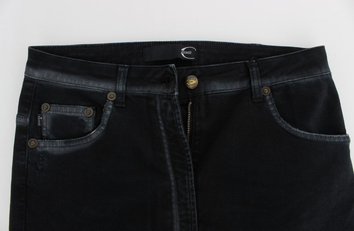 Cavalli Blue Cotton Stretch Baggy Relax Jeans Cavalli