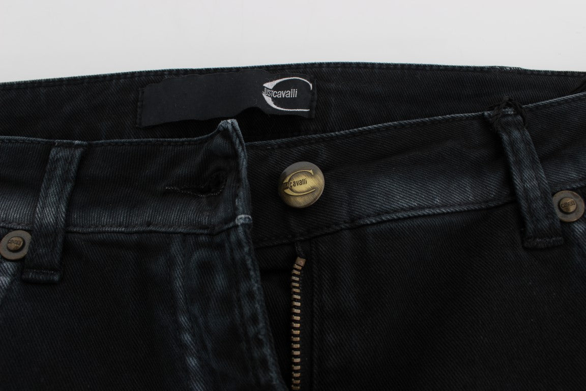 Cavalli Blue Cotton Stretch Baggy Relax Jeans Cavalli