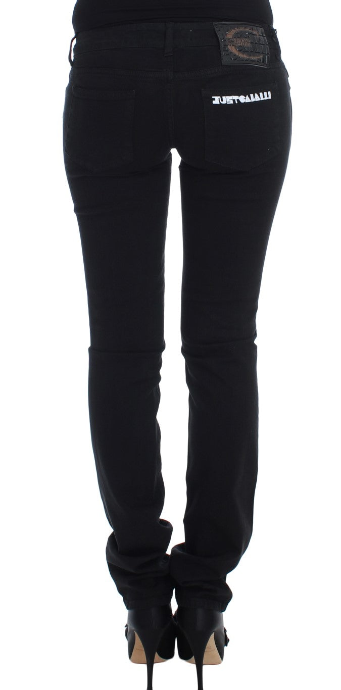 Cavalli Black Cotton Stretch Slim Skinny Fit Jeans Cavalli