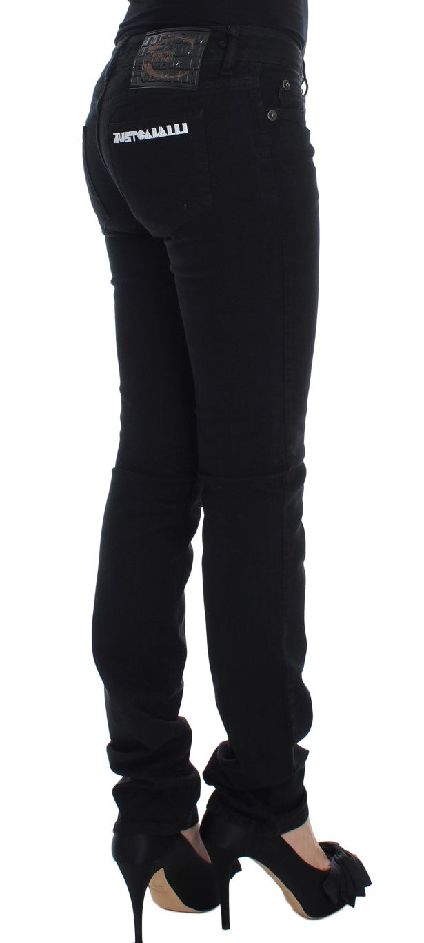 Cavalli Black Cotton Stretch Slim Skinny Fit Jeans Cavalli