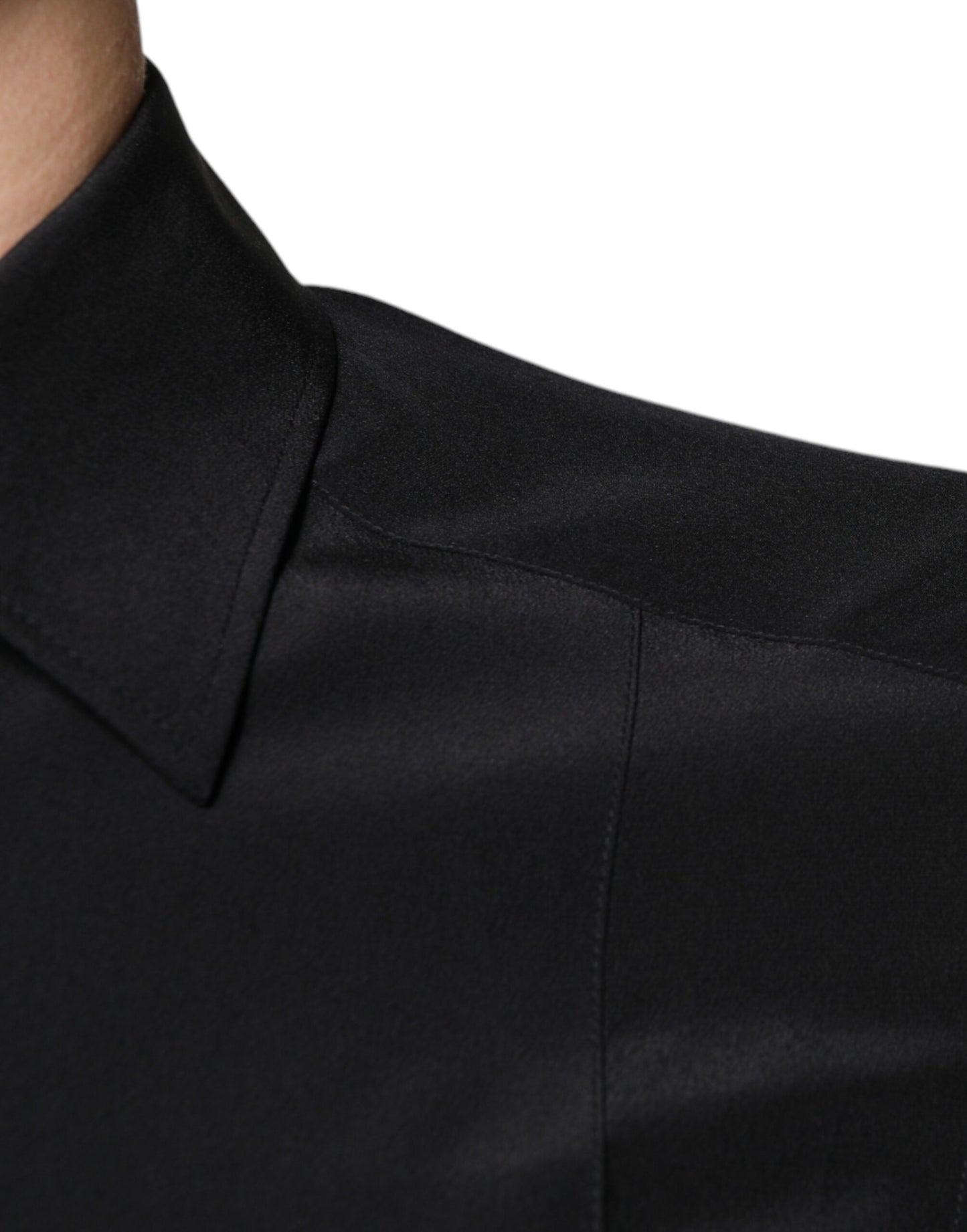 Dolce & Gabbana Black Silk Long Sleeves GOLD Dress Shirt Dolce & Gabbana