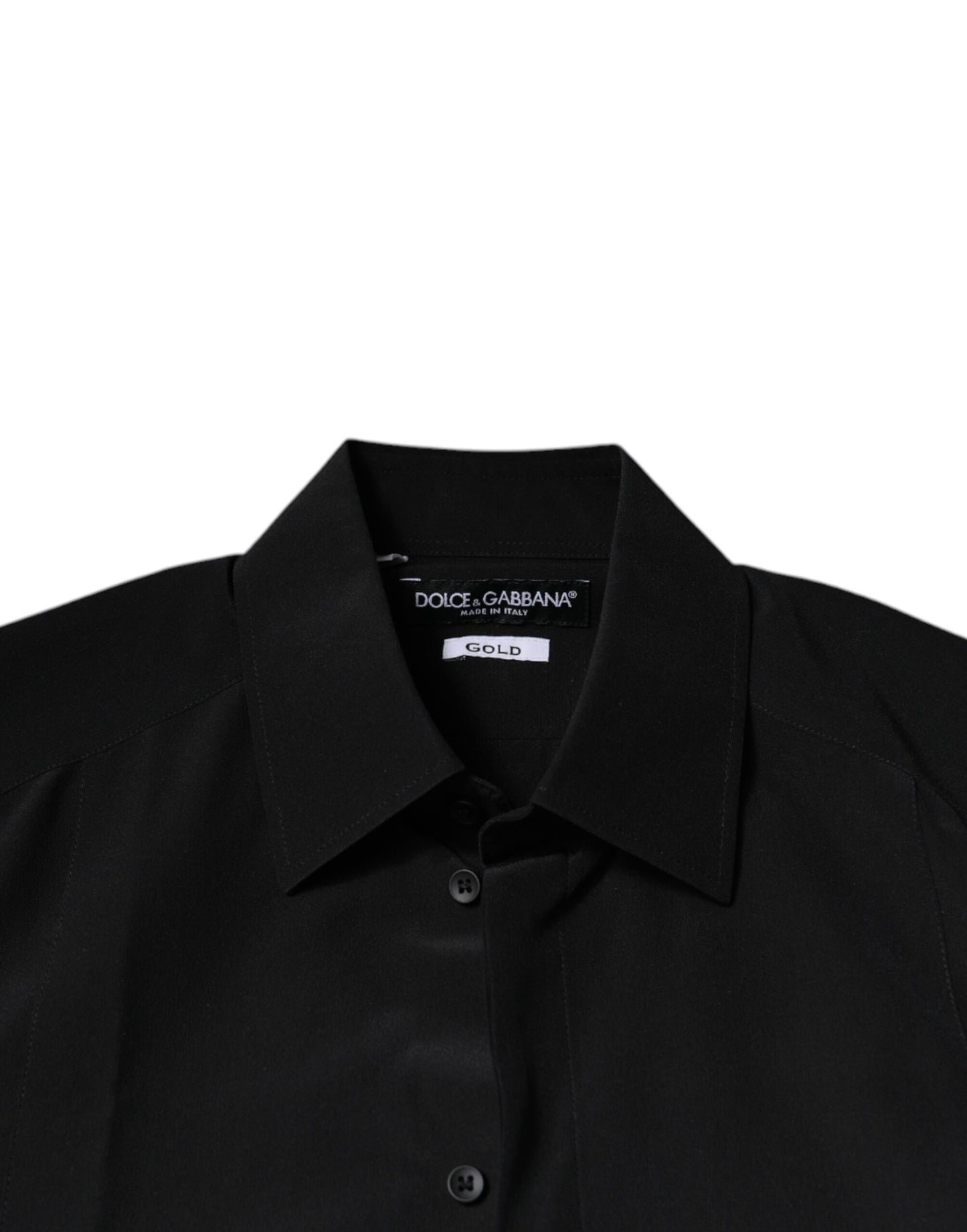 Dolce & Gabbana Black Silk Long Sleeves GOLD Dress Shirt Dolce & Gabbana