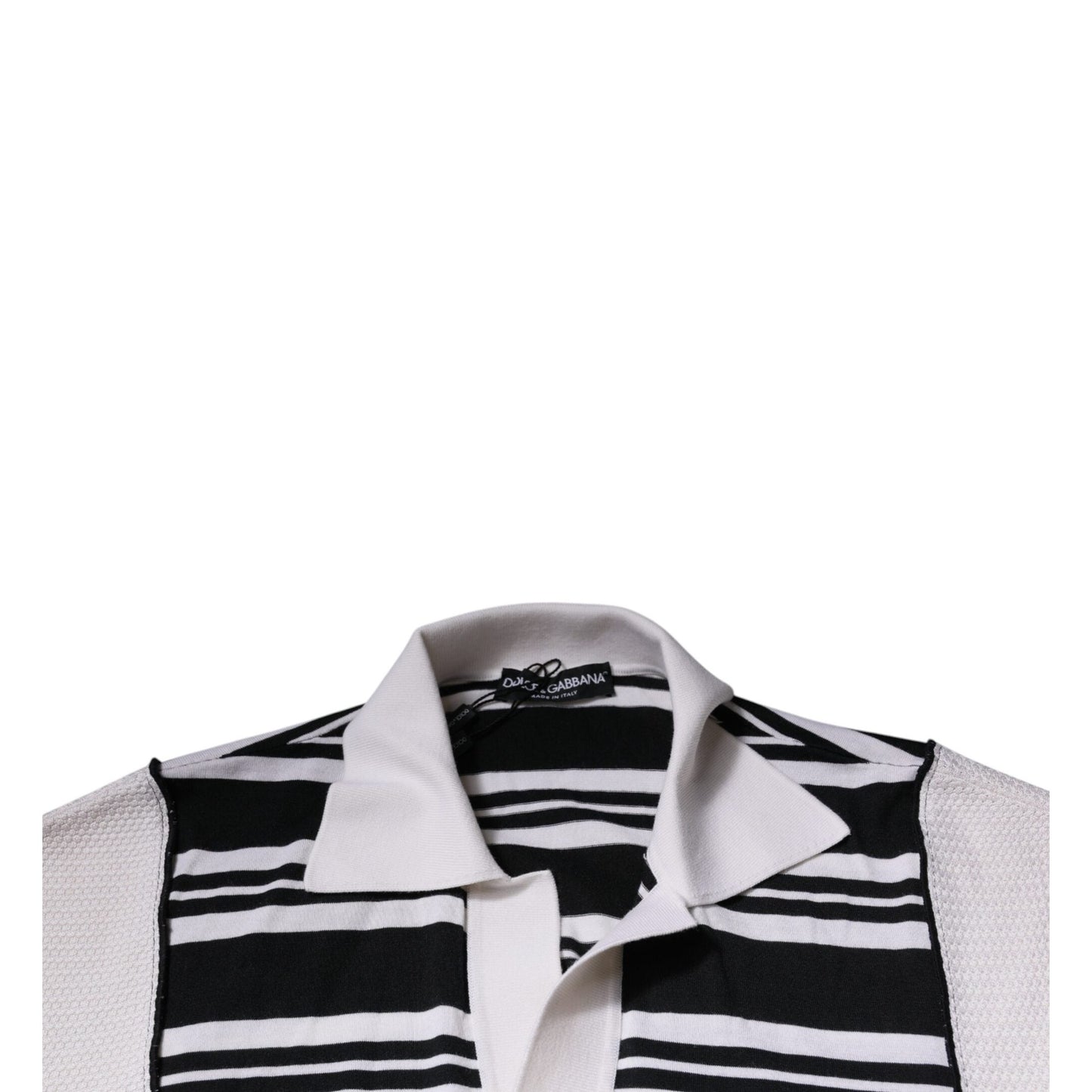 Dolce & Gabbana Black White Stripes Collared Polo T-shirt