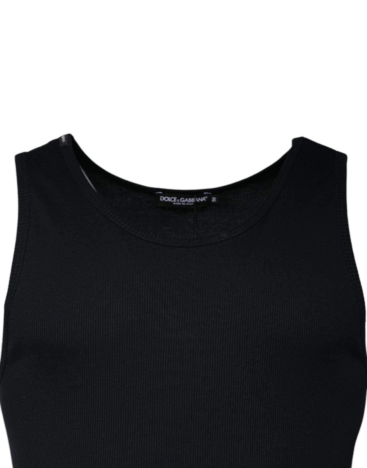 Dolce & Gabbana Black Cotton Sleeveless Round Neck Tank T-shirt Dolce & Gabbana