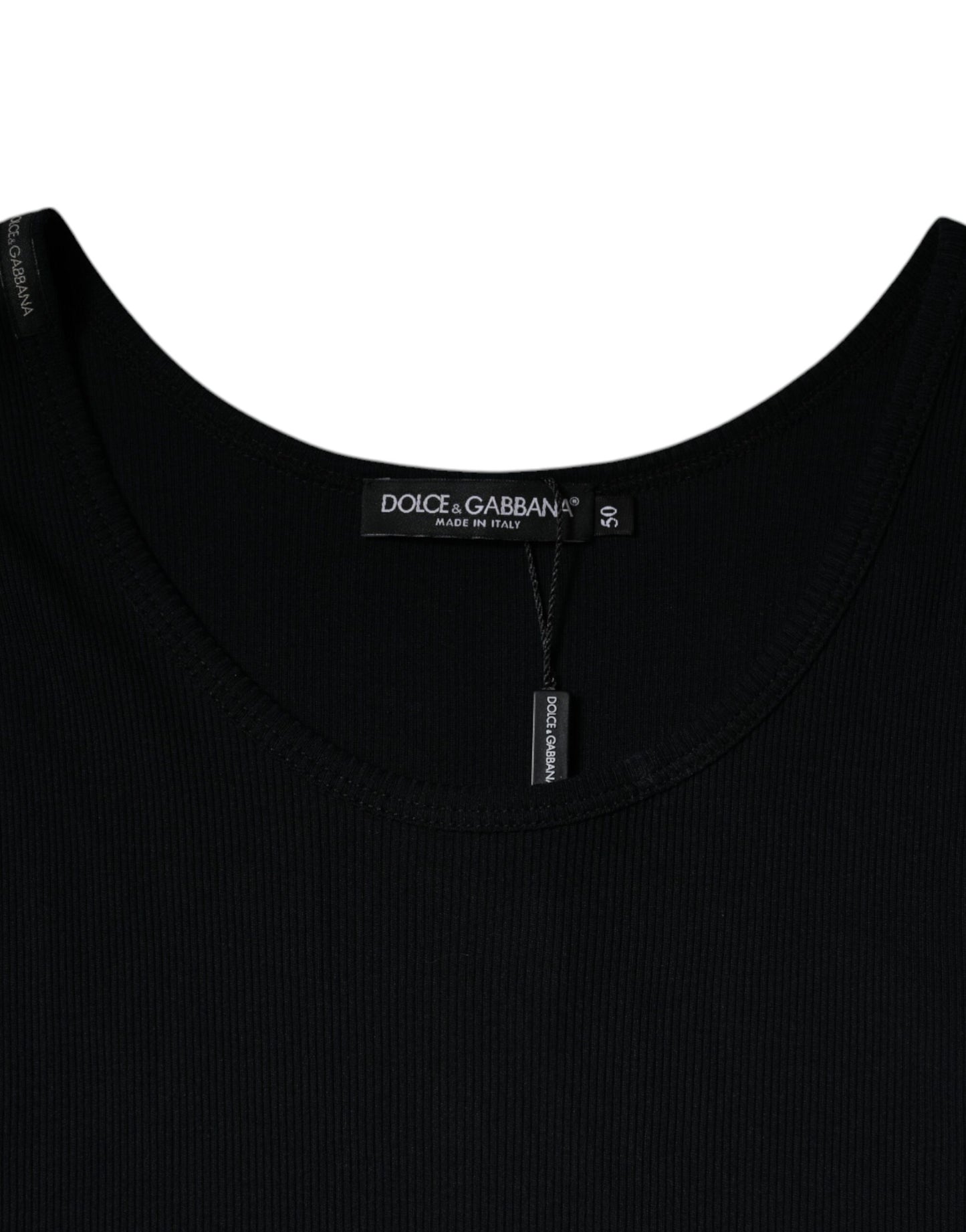 Dolce & Gabbana Black Cotton Sleeveless Round Neck Tank T-shirt Dolce & Gabbana