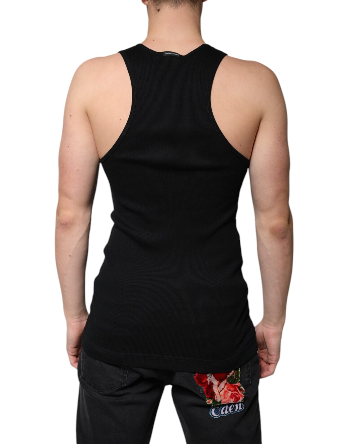 Dolce & Gabbana Black Cotton Sleeveless Round Neck Tank T-shirt Dolce & Gabbana