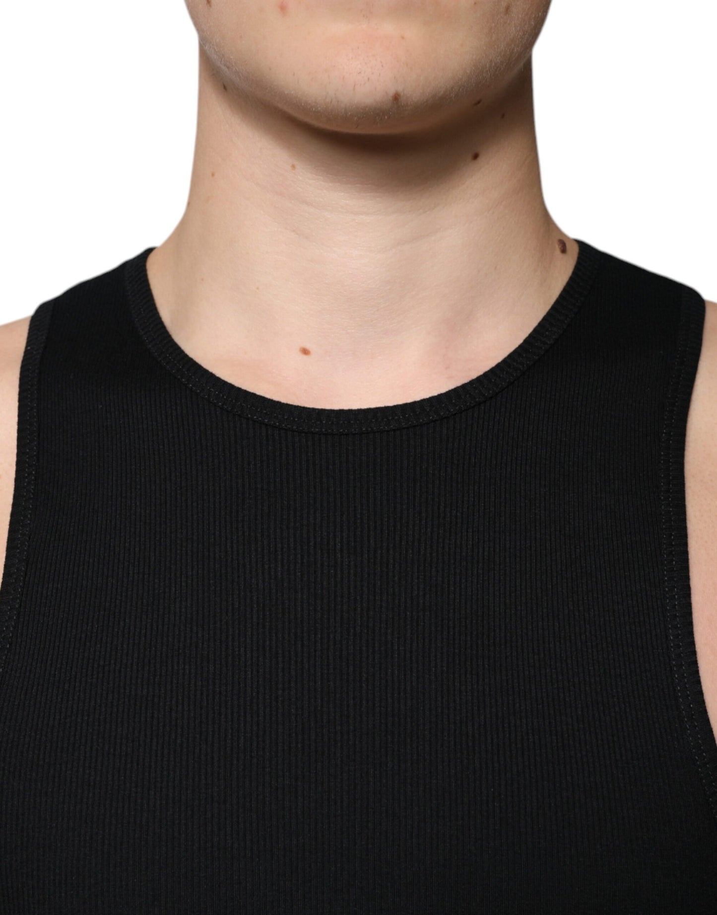 Dolce & Gabbana Black Cotton Sleeveless Round Neck Tank T-shirt Dolce & Gabbana