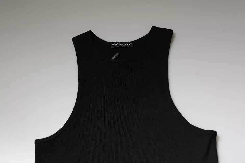Dolce & Gabbana Black Cotton Sleeveless Round Neck Tank T-shirt Dolce & Gabbana