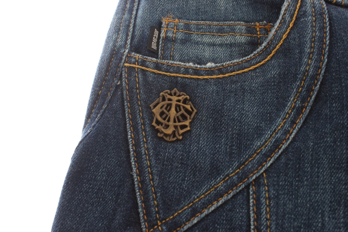 Cavalli Blue Cotton Stretch Low Waist Jeans Cavalli